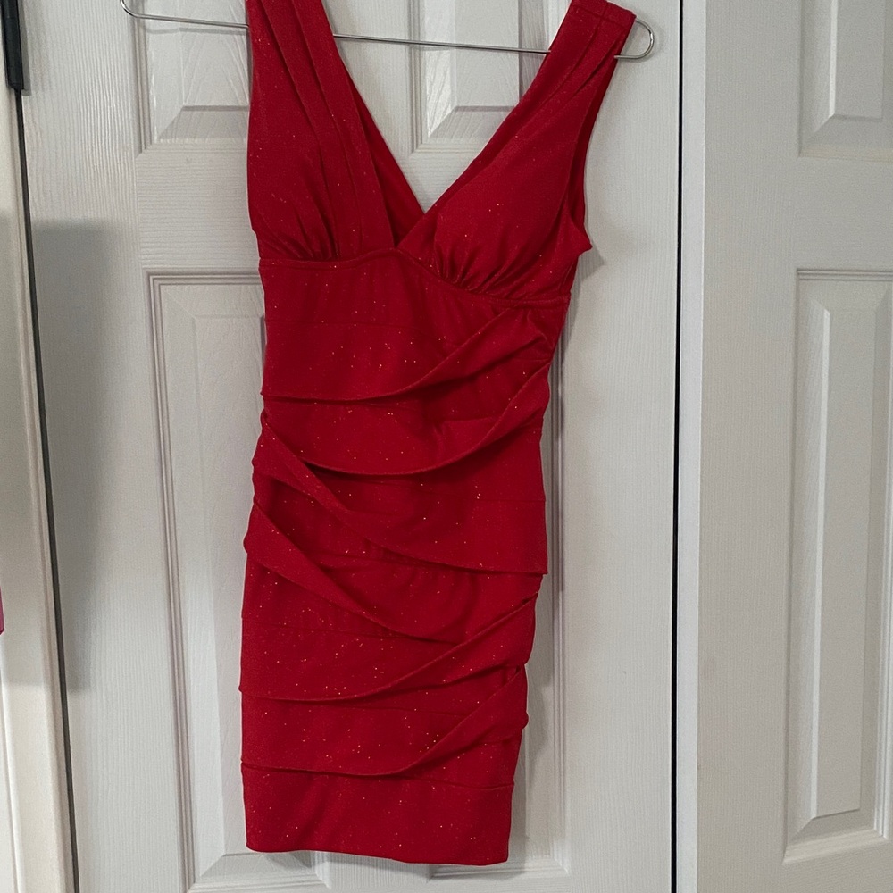 Emerald Sundae Red Sparkle Mini Dress